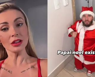 Clima natalino: Andressa Urach grava filme adulto com Papai Noel anão