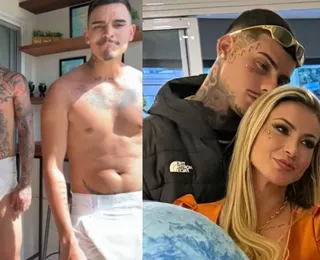 Namorado de Andressa Urach surge de fralda ao lado de homens