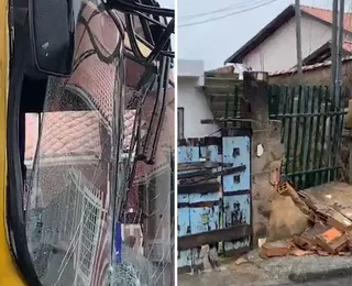 Ônibus bate em muro de residência no Subúrbio de Salvador