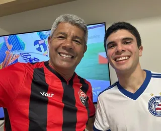 Rubro-negro, Jerônimo assiste Ba-Vi com o filho tricolor