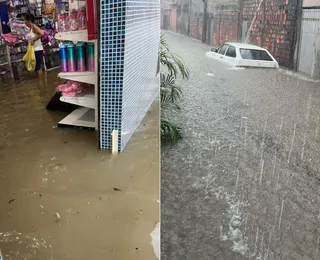 VÍDEO: Chuva forte deixa ruas alagadas em Pojuca nesta sexta-feira