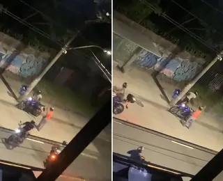 Vídeo mostra bandidos armados roubando moto em Salvador; assista