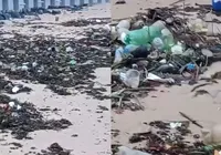 Após chuvas, moradores se reúnem para limpeza da praia de Busca Vida imagem