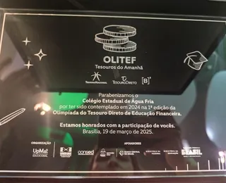 Colégio Estadual de Água Fria recebe premiação da Olitef em Brasília - Imagem