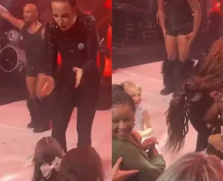 Fã mirim de Ivete fica emocionada após receber beijo da cantora; veja