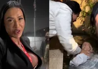 Assista: vestindo decote sensual, Gracyanne se batiza com Pablo Marçal