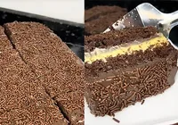 Bolo irresistível de chocolate com recheio de maracujá é prático; veja receita imagem