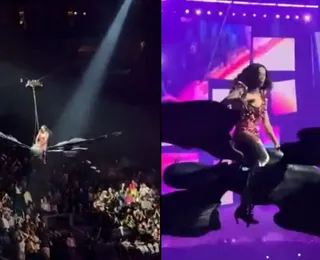 Cantora quase cai de escultura em show após falha técnica; veja