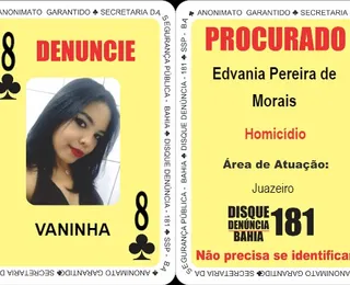 Única mulher no Baralho do Crime da Bahia está foragida há 6 anos