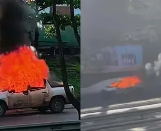 Vídeo: carro em chamas desce desgovernado no sul da Bahia