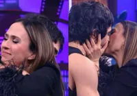Casada, Tatá Werneck beija cantor na boca para selar paz; confira