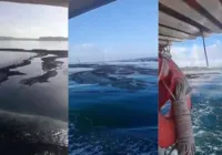 Mancha escura e oleosa é vista na Baía-de-Todos-os-Santos
