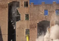 Torre de 29 metros desaba perto do Coliseu e deixa três feridos