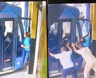 Idoso é prensado em parede por ônibus desgovernado