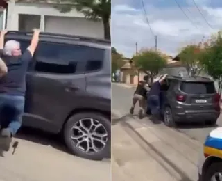 Idoso se pendura em carro para impedir roubo e é arrastado