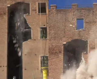 Torre de 29 metros desaba perto do Coliseu e deixa três feridos