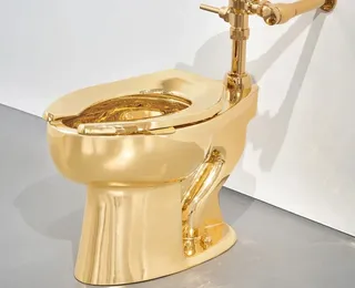 Vaso sanitário de ouro polêmico é leiloado por valor milionário