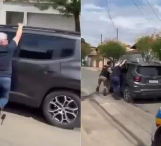 Idoso se pendura em carro para impedir roubo e é arrastado - Imagem