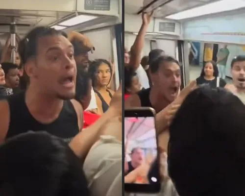 Homens criam confusão após serem expulsos de vagão exclusivo para mulher - Imagem