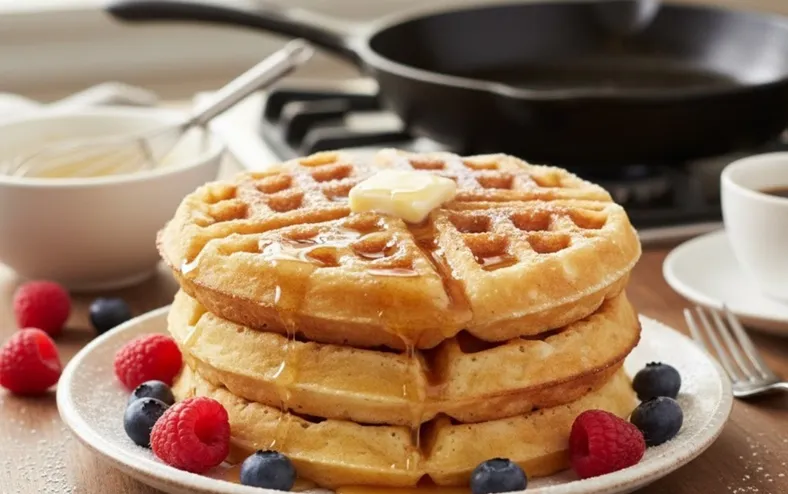 Pronto em 8 minutos: aprenda fazer waffle de hotel na frigideira - Imagem