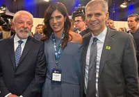 Ana Coelho, CEO do Grupo Aratu,  encontra presidente Lula no lançamento do SBT News em São Paulo imagem