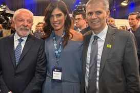 Ana Coelho, CEO do Grupo Aratu,  encontra presidente Lula no lançamento do SBT News em São Paulo - Imagem
