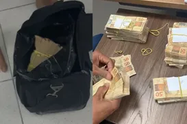 PF apreende mala com R$ 400 mil em espécie e prende dois suspeitos - Imagem