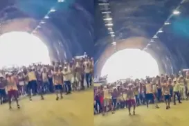 Torcida do Vitória mobiliza multidão em túnel antes do Ba-Vi; assista - Imagem
