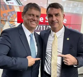 Flávio Bolsonaro evita falar de Tarcísio após racha - Imagem