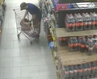 Vídeo: jovem é preso após furtar picanha em dois supermercados