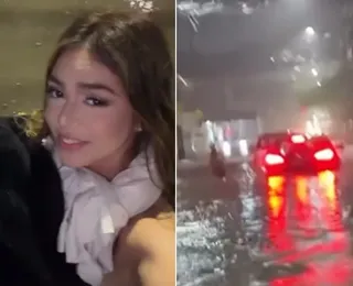 Melody fica presa em enchente e precisa abandonar carro; veja vídeo