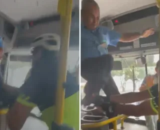 Vídeo mostra briga entre motorista de ônibus e ciclista na Bahia