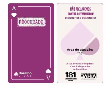 Bahia terá Baralho do Crime Lilás em combate à violência contra mulher - Imagem