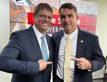 Flávio Bolsonaro evita falar de Tarcísio após racha - Imagem