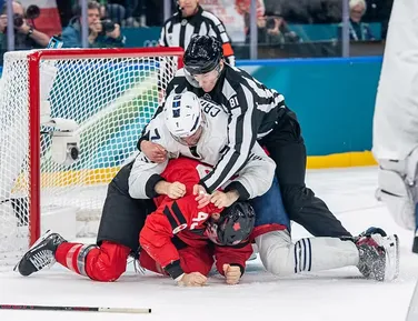 Jogadores trocam socos e são expulsos no final de França x Canadá - Imagem