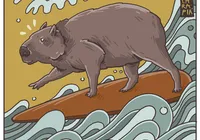 Desenhe uma capivara surfando