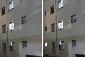 Mulher pula do segundo andar com filha no colo para fugir de agressões - Imagem