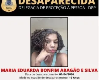 Adolescente de 16 anos desaparece após sair para escola em Lauro de Freitas