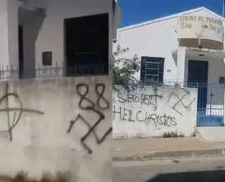Centro de umbanda é alvo de vandalismo com símbolos nazistas na Bahia