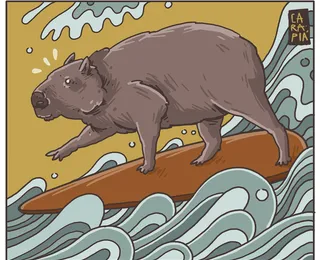 Desenhe uma capivara surfando