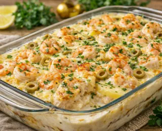 Essa receita cremosa de peixe com camarão é perfeita para Páscoa