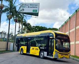 Lauro de Freitas: ônibus de luxo 100% elétrico é testado na frota pública