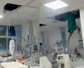 VÍDEO: paciente em surto tenta fugir e cai de teto de hospital