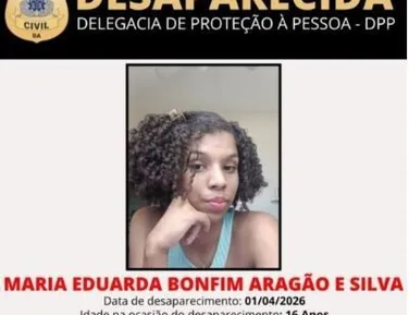 Adolescente de 16 anos desaparece após sair para escola em Lauro de Freitas - Imagem