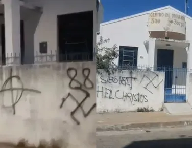 Centro de umbanda é alvo de vandalismo com símbolos nazistas na Bahia - Imagem