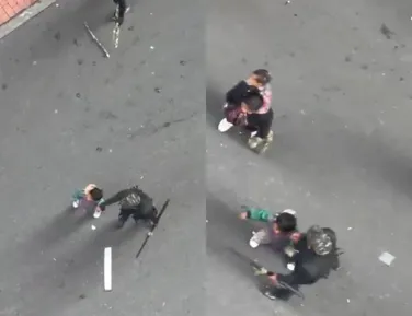 Crianças são usadas como escudo durante confusão em protesto - Imagem