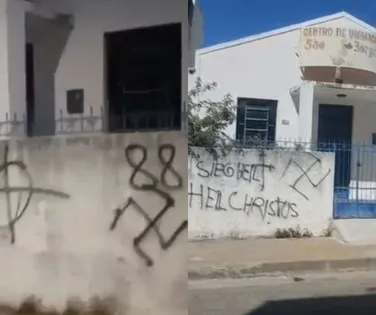 Centro de umbanda é alvo de vandalismo com símbolos nazistas na Bahia - Imagem