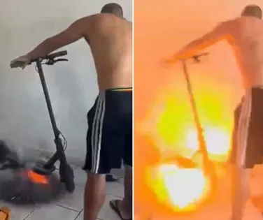 Patinete elétrico explode dentro de apartamento e assusta família - Imagem