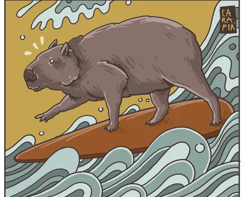 Desenhe uma capivara surfando
