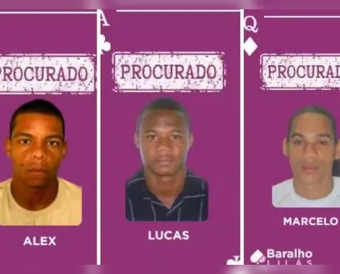 Três foragidos são incluídos no 'Baralho Lilás': por crimes contra mulheres - Imagem